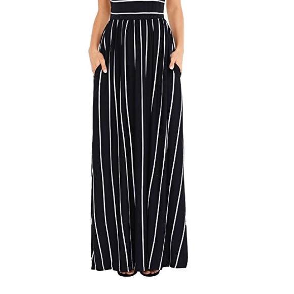 •XL-2X•GORGEOUS•Mya Striped Modern Maxi w Pockets• - Picture 4 of 7